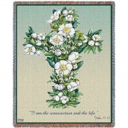 Gardenia Cross - I Am The Resurrection And The Life - John 11:25 - Sympathy - Parker Fulton - Cotton Woven Blanket Throw -  (72x54)