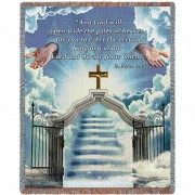Heaven's Gate 1 - And God Will Open Wide The Gates of Heaven - 2 Peter 1:11 - Sympathy - Cotton Woven Blanket Throw -  (72x54)