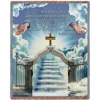 Heaven's Gate 1 - And God Will Open Wide The Gates of Heaven - 2 Peter 1:11 - Sympathy - Cotton Woven Blanket Throw -  (72x54)