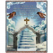 Heaven's Gate 2 - And God Will Open Wide The Gates of Heaven - 2 Peter 1:11 - Sympathy - Cotton Woven Blanket Throw -  (72x54)