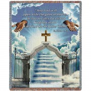 Heaven's Gate 3 - And God Will Open Wide The Gates of Heaven - 2 Peter 1:11 - Sympathy - Cotton Woven Blanket Throw -  (72x54)