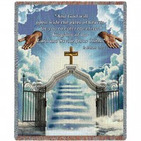 Heaven's Gate 3 - And God Will Open Wide The Gates of Heaven - 2 Peter 1:11 - Sympathy - Cotton Woven Blanket Throw -  (72x54)
