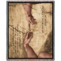 Hands of God and Adam Then The Lord God Formed A Man From The Dust Of The Ground - Genesis 2:7 - Sistine Chapel - Michelangelo - Cotton Woven Blanket Throw -  (72x54)