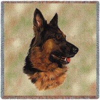 German Shepherd - Robert May - Lap Square Cotton Woven Blanket Throw -  (54x54)