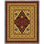 Gila - Sunrise - Southwest Native American Inspired Tribal Camp - Cotton Woven Blanket Throw -  (72x54)
