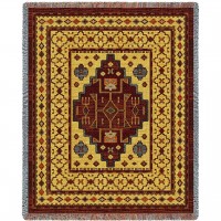 Gila - Sunrise - Southwest Native American Inspired Tribal Camp - Cotton Woven Blanket Throw -  (72x54)