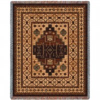 Gila - Sunset - Southwest Native American Inspired Tribal Camp - Cotton Woven Blanket Throw -  (72x54)