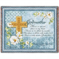 Godmother Poem - May God's Peace Fill Each Day of Your Life - Isaiah 26:3 - Audrey Jean Roberts - Cotton Woven Blanket Throw -  (72x54)