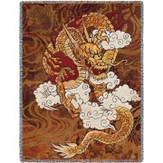 Golden Dragon - Brad Simpson - Cotton Woven Blanket Throw -  (72x54)