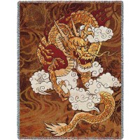 Golden Dragon - Brad Simpson - Cotton Woven Blanket Throw -  (72x54)