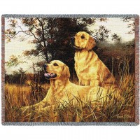 Golden Retriever Robert May - Cotton Woven Blanket Throw -  (72x54)