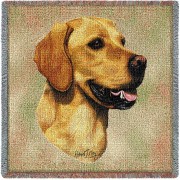 Golden Retriever Robert May - Lap Square Cotton Woven Blanket Throw -  (54x54)