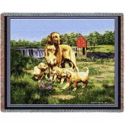 Golden Retriever with Puppies - Bob Christie - Cotton Woven Blanket Throw -  (72x54)