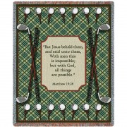 Golf - With Men This Is Impossible But With God All Things Are Possible - Matthew 19:26 - Cotton Woven Blanket Throw -  (72x54)