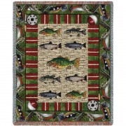 Gone Fishing - Psalm 23:2 - Cotton Woven Blanket Throw -  (72x54)