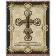 Gothic Cross - I Am The Resurrection And The Life - John 11:25 - Cotton Woven Blanket Throw -  (72x54)