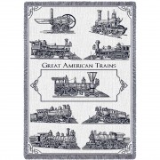 Great American Trains - Cotton Woven Blanket Throw -  (70x50)