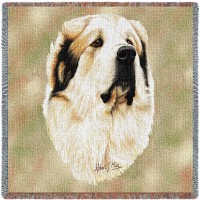 Great Pyrenees - Robert May - Lap Square Cotton Woven Blanket Throw -  (54x54)