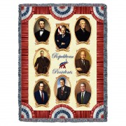 Great Republicans - Lincoln, Ford, F.D. Roosevelt, T. Roosevelt, Eisenhower, G.H.W. Bush, Reagan, G.W. Bush - Cotton Woven Blanket Throw -  (72x54)