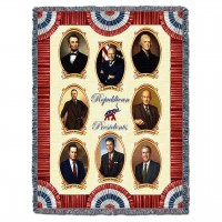 Great Republicans - Lincoln, Ford, F.D. Roosevelt, T. Roosevelt, Eisenhower, G.H.W. Bush, Reagan, G.W. Bush - Cotton Woven Blanket Throw -  (72x54)