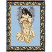 Guardian Angel and Baby 3 - Cotton Woven Blanket Throw -  (72x54)