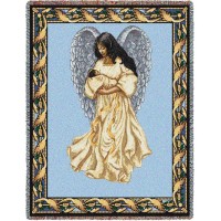 Guardian Angel and Baby 3 - Cotton Woven Blanket Throw -  (72x54)