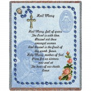 Hail Mary Prayer with Rosary Beads - Cotton Woven Blanket Throw -  (72x54)