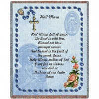 Hail Mary Prayer with Rosary Beads - Cotton Woven Blanket Throw -  (72x54)