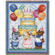 Happy Birthday - Judy Hand - Cotton Woven Blanket Throw -  (72x54)