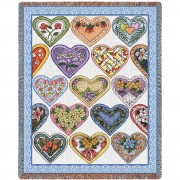 Hearts To You - Judy Hand - Cotton Woven Blanket Throw -  (72x54)