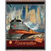 Hiawatha Train - Vintage Poster - Cotton Woven Blanket Throw -  (72x54)