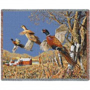 High Field Pheasants Hunting - Terry Doughty - Cotton Woven Blanket Throw -  (72x54)