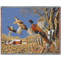 High Field Pheasants Hunting - Terry Doughty - Cotton Woven Blanket Throw -  (72x54)