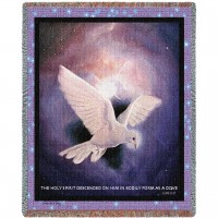 The Holy Spirit Descended On Him in bodily form Of A Dove - Luke 3:22 - Stephen Sawyer - Cotton Woven Blanket Throw -  (72x54)