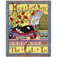 Home Is Where The Cat Is - Alan McCoy - Cotton Woven Blanket Throw -  (72x54)