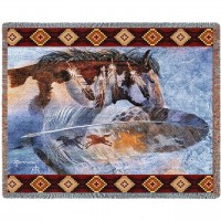 Horse Feathers - Southwest - Kathy Morrow - Cotton Woven Blanket Throw -  (72x54)