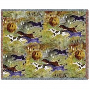 Horses of Zia - Southwest Cave Rock Art - Ginny Hogan - Cotton Woven Blanket Throw -  (72x54)