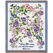 Hummingbird - Under His Wings You Will Find Refuge - Psalm 91:4 - Helen Vladykina - Cotton Woven Blanket Throw -  (72x54)