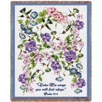 Hummingbird - Under His Wings You Will Find Refuge - Psalm 91:4 - Helen Vladykina - Cotton Woven Blanket Throw -  (72x54)