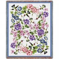 Hummingbirds - Helen Vladykina - Cotton Woven Blanket Throw -  (72x54)