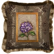 Hydrangea Textured Hand Finished Elegant Woven Throw Pillow Cover 100% Cotton  Size 17x17