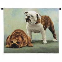 I Said I Was Sorry by Bob Christie - Woven Tapestry Wall Art Hanging - Apologetic Bulldogs - Dog Lover's Decor - 100% Cotton Size 34x26