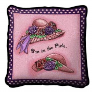 Im In Pink Textured Hand Finished Elegant Woven Throw Pillow Cover 100% Cotton  Size 17x17