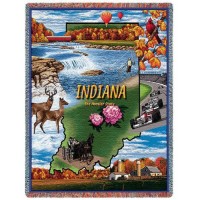State of Indiana - Cotton Woven Blanket Throw -  (72x54)