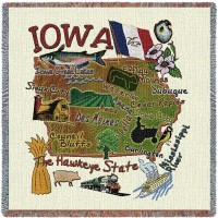 State of Iowa - Lap Square Cotton Woven Blanket Throw -  (54x54)