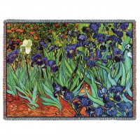 Irises - Vincent van Gogh - Cotton Woven Blanket Throw -  (72x54)