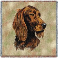 Irish Setter - Robert May - Lap Square Cotton Woven Blanket Throw -  (54x54)