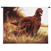 Irish Setter by Robert May - Woven Tapestry Wall Art Hanging - Dogs on Field Oil Painting - 100% Cotton Size 34x26