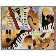 Jazz Medley I - Tom Grijalva - Cotton Woven Blanket Throw -  (72x54)