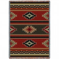 Kaibab - Southwest Native American Inspired Tribal Camp - Cotton Woven Blanket Throw -  (72x54)